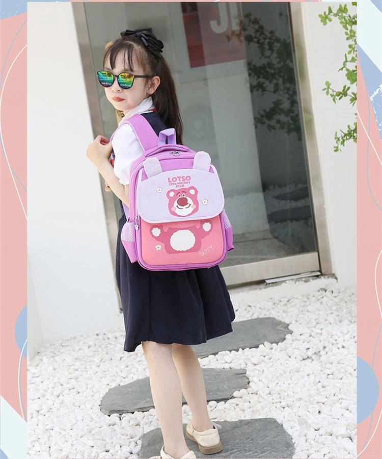 Wholesale Cartoon Durable Strawberry Bear Large Capacity Backpack Schoolbag for Children