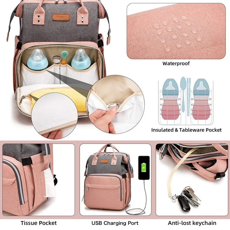 High Quality Mommy Backpack with USB Charging Port Baby Bag Diaper Backpack