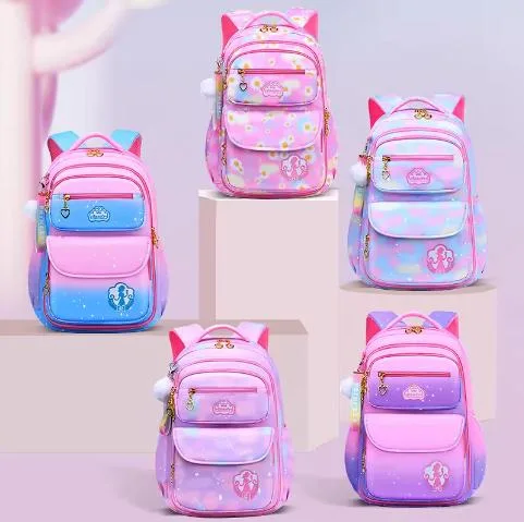 Best Selling Waterproof Polyester School Bags Lovely Pink Schoolbag Backpack Girl Kids