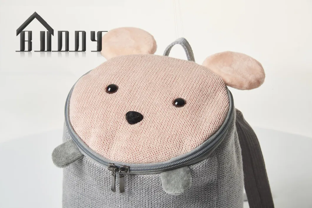 2022 Year Celebrity Cute Animal Design Knitted Children Backpack for Kindergarten Kids