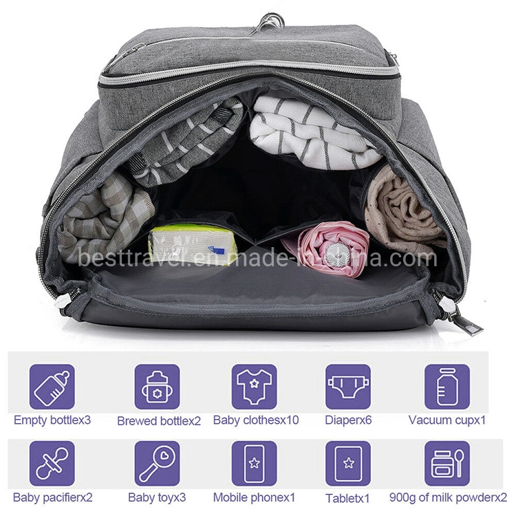 Mummy Maternity Nursing Diaper Bag USB Port Travel Baby Care Nappy Backpack with Bottle Hold