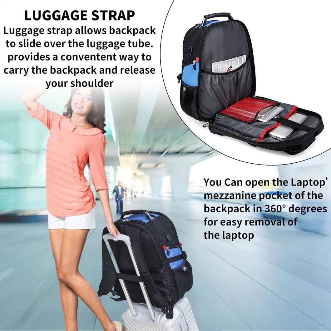Amazon Custom Notebook Men Anti Theft Slim Business School Laptop Travel Backpack with USB Charging Port