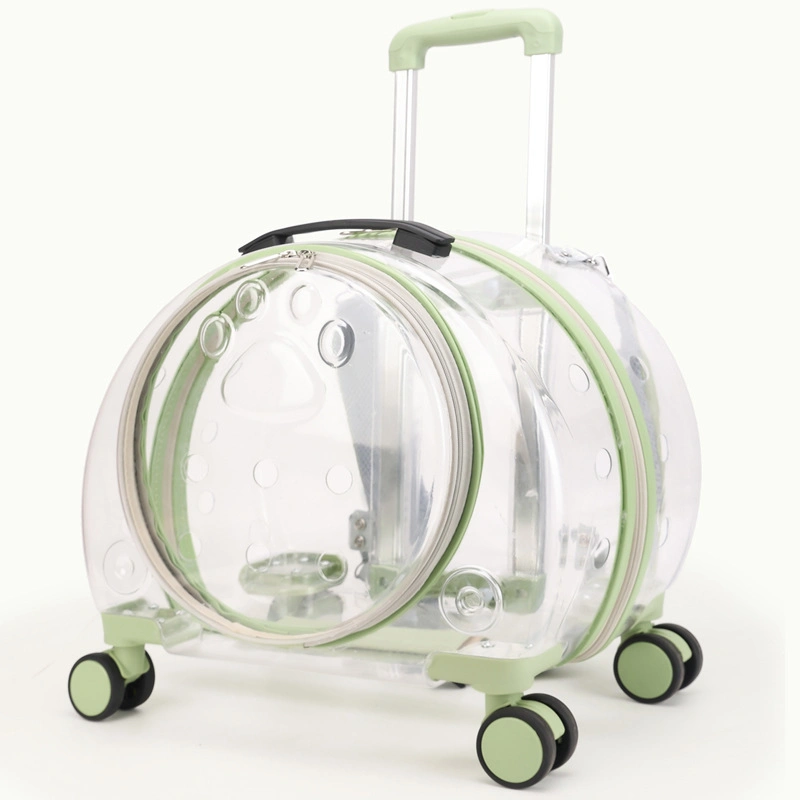 Fully Transparent Bubble Airline Approved Pet Carrier Backpack on Wheels Stroller Trolley Case