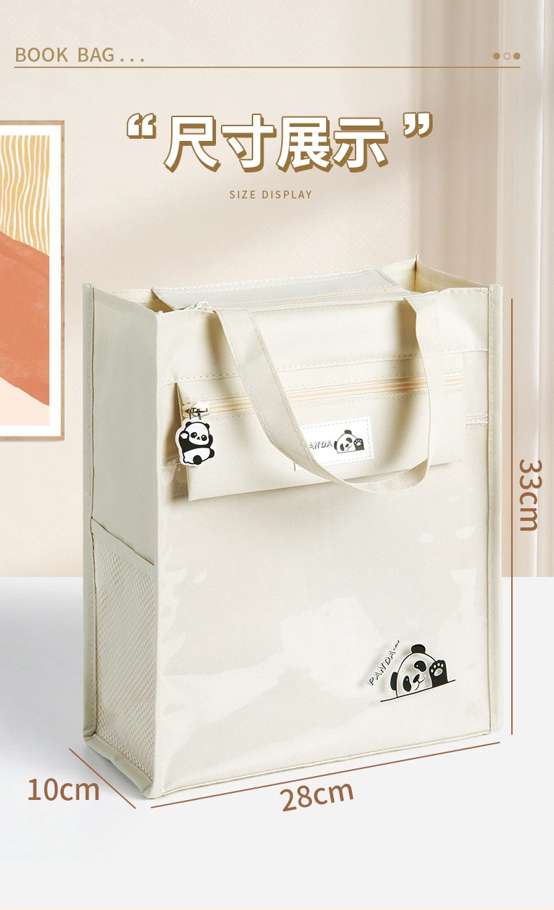 Panda Tutoring Bag Transparent Carrying Book Bag Children&prime;s Large Capacity Canvas Tutoring Bag Homework Storage Art Canvas Bag
