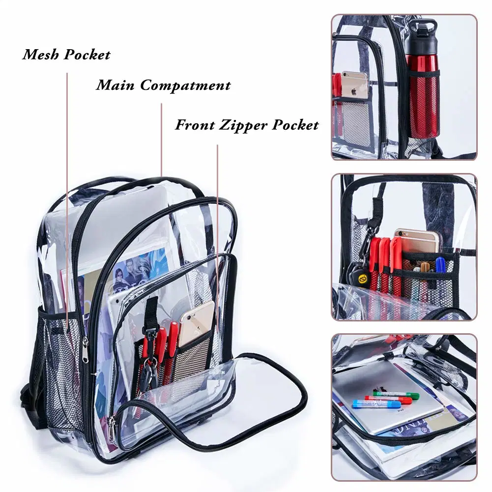 China Supplier Factory Fashion Transparent Clear Pink Backpack PVC Waterproof Backpack