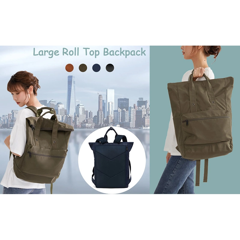 Waterproof Lightweight Simple Stylish Durable Teenagers Laptop Bag Expandable Rolltop Backpack