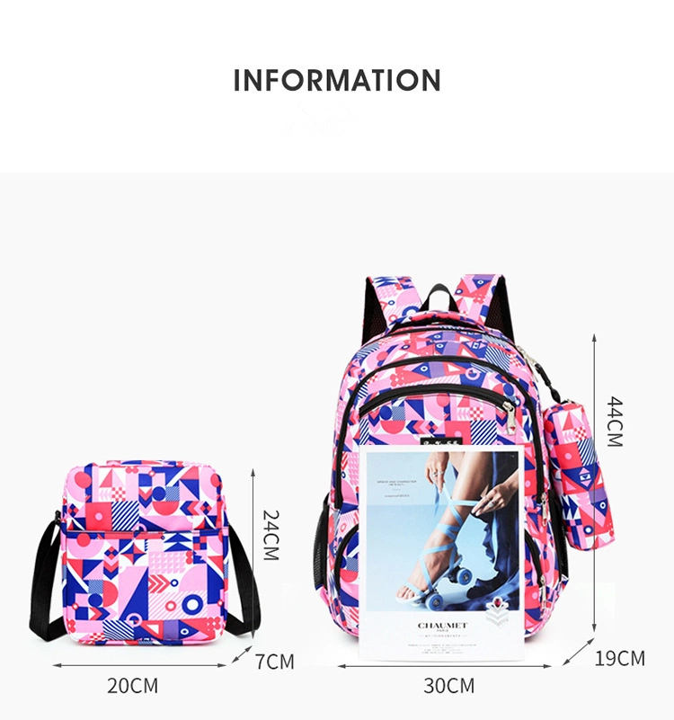 School Bags for Teenagers Girls Schoolbag Large Capacity Boys Geometry Printing School Backpack Set Rucksack Kids Cute Book Bags