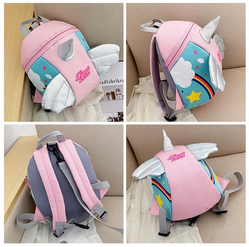 Canvas Unicorn Anti-Lost Children Toddler Backpack for Baby Kids with Safety Leash