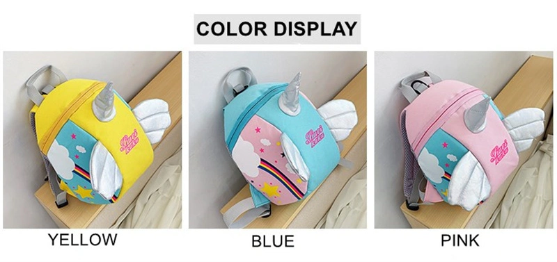 Canvas Unicorn Anti-Lost Children Toddler Backpack for Baby Kids with Safety Leash