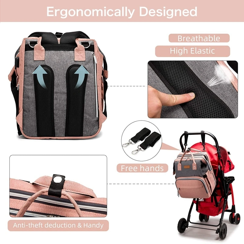 High Quality Mommy Backpack with USB Charging Port Baby Bag Diaper Backpack