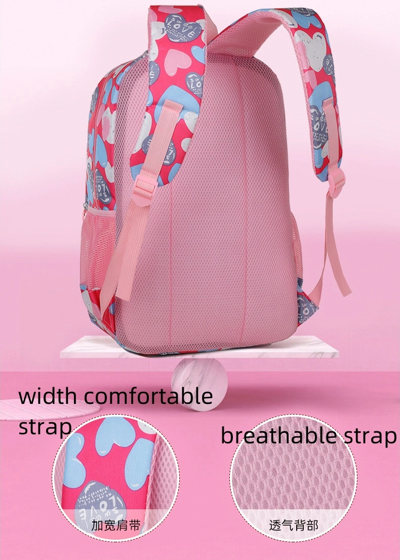 Custom Large Capacity Colorful Pink Teen Girls Students School Bags Kids Backpack for Children School