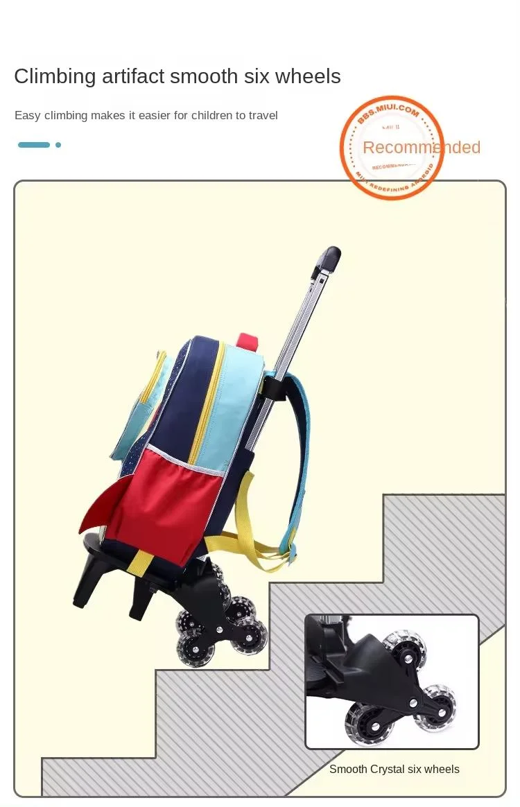 Detachable Dual-Purpose Trolley Backpack for Elementary School Students Cartoon Children&prime;s Trolley Luggage