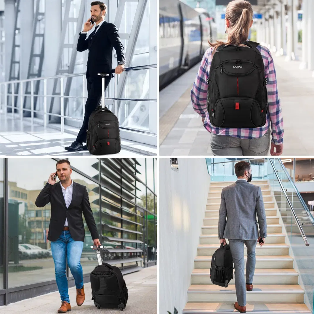 Waterproof Wheeled Travel Laptop Backpack Carry on Luggage Bag Trolley Suitcase Business College School Computer Rolling Backpack