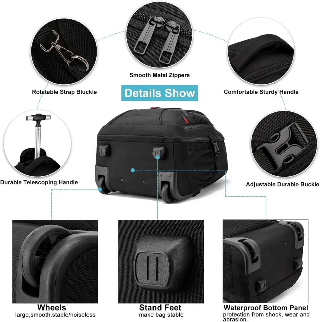 Waterproof Wheeled Travel Laptop Backpack Carry on Luggage Bag Trolley Suitcase Business College School Computer Rolling Backpack