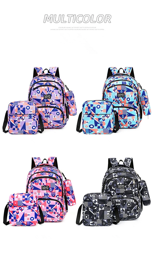 School Bags for Teenagers Girls Schoolbag Large Capacity Boys Geometry Printing School Backpack Set Rucksack Kids Cute Book Bags