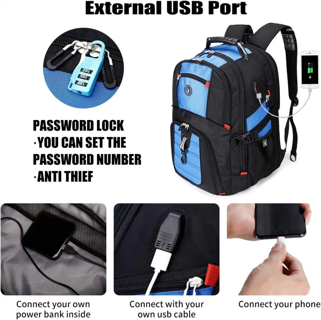 Amazon Custom Notebook Men Anti Theft Slim Business School Laptop Travel Backpack with USB Charging Port