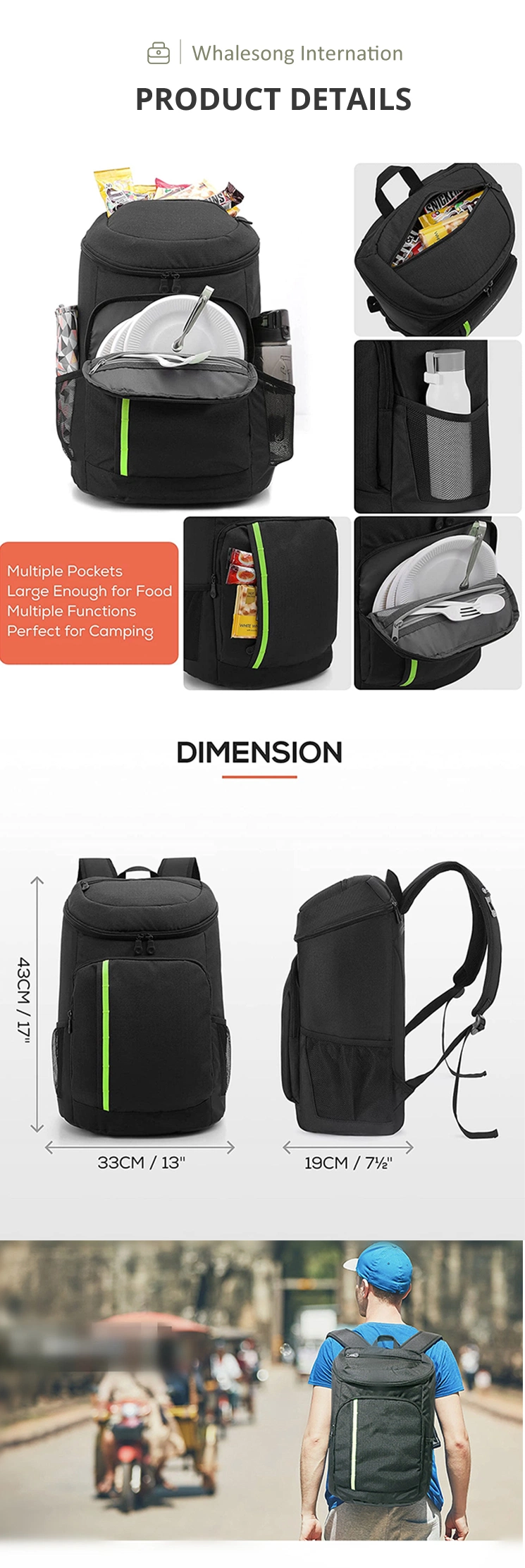 Factory Travel Promotion Multifunctional Oxford Lunch Cooler Bag Insulation Leak Proof Cooling Backpack