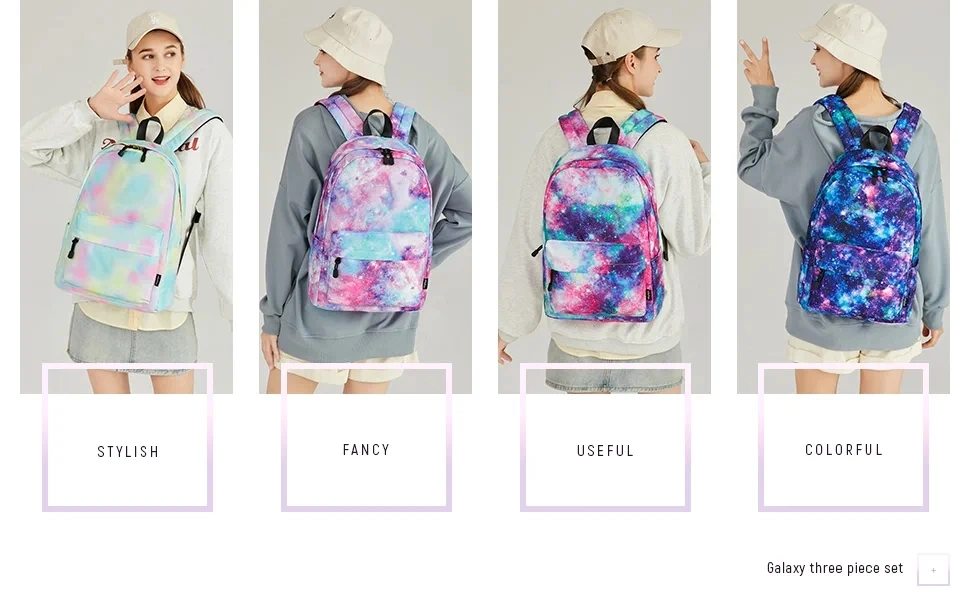 Galaxy Pink Lightweight Waterproof Cute Schoolbag Travel Student Backpack