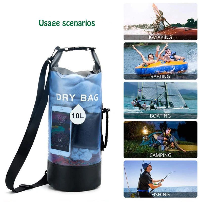 Small MOQ Water Sports Outdoor Floating PVC Transparent Waterproof Dry Bag Backpack