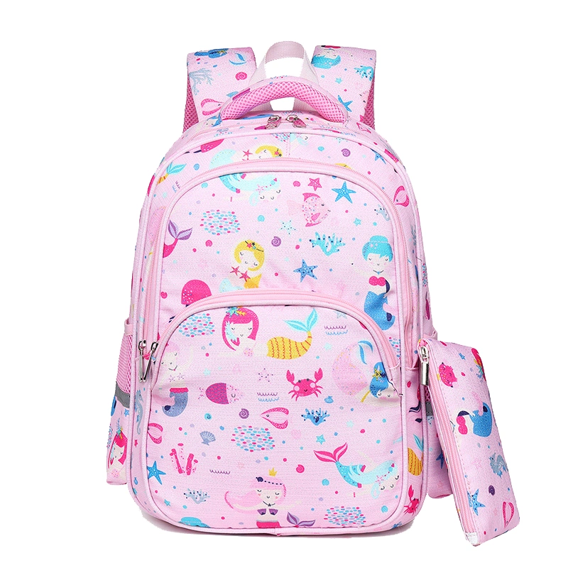 Cute Pink Purple Lightweight Mermaid Unicorn Kids&prime; School Backpack for Girls