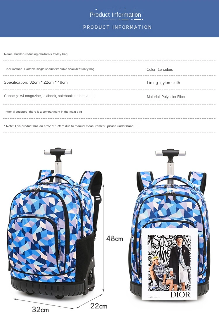Trolley Schoolbag Removable Children School Bags with Wheels Trolley Backpack
