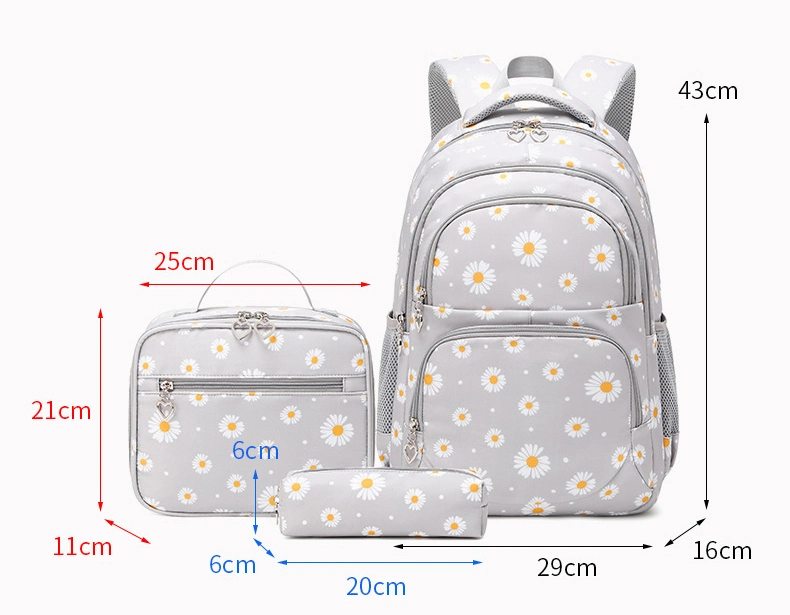 Three-Piece Sets Fashion Girl Waterproof Primary Child School Student Backpack Pack Bag with Lunch and Pencil Pen Bag (CY6833)