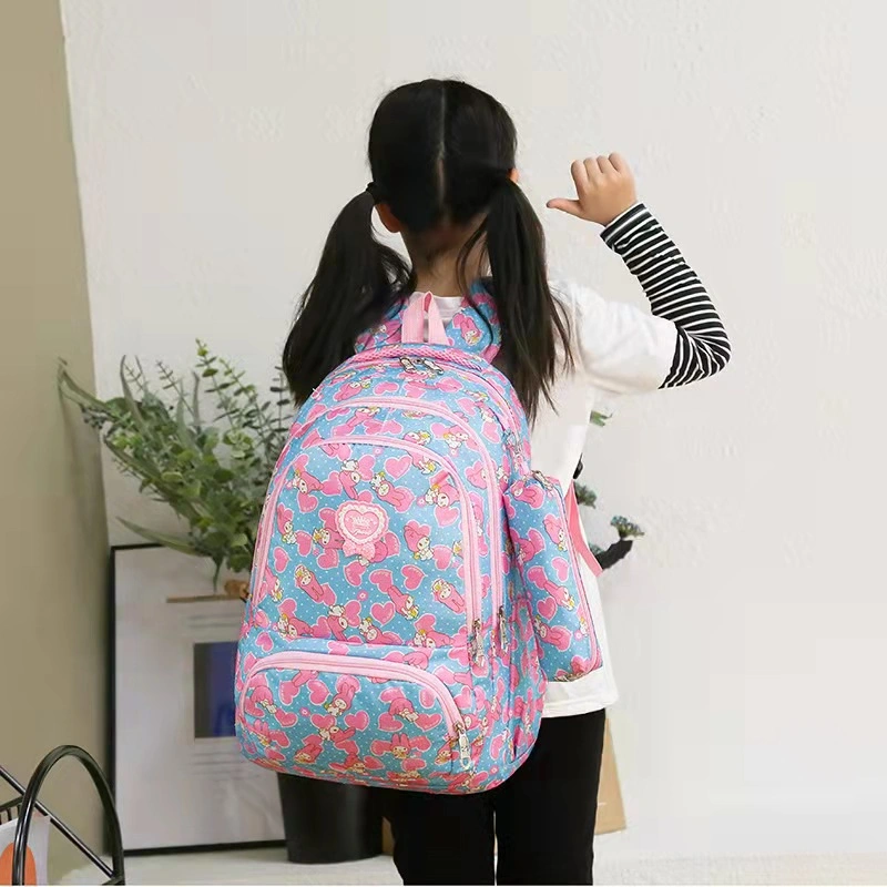 New Cute Large Capacity Rucksack with Pencil Box Sweet Nylon School Bags for Teenager