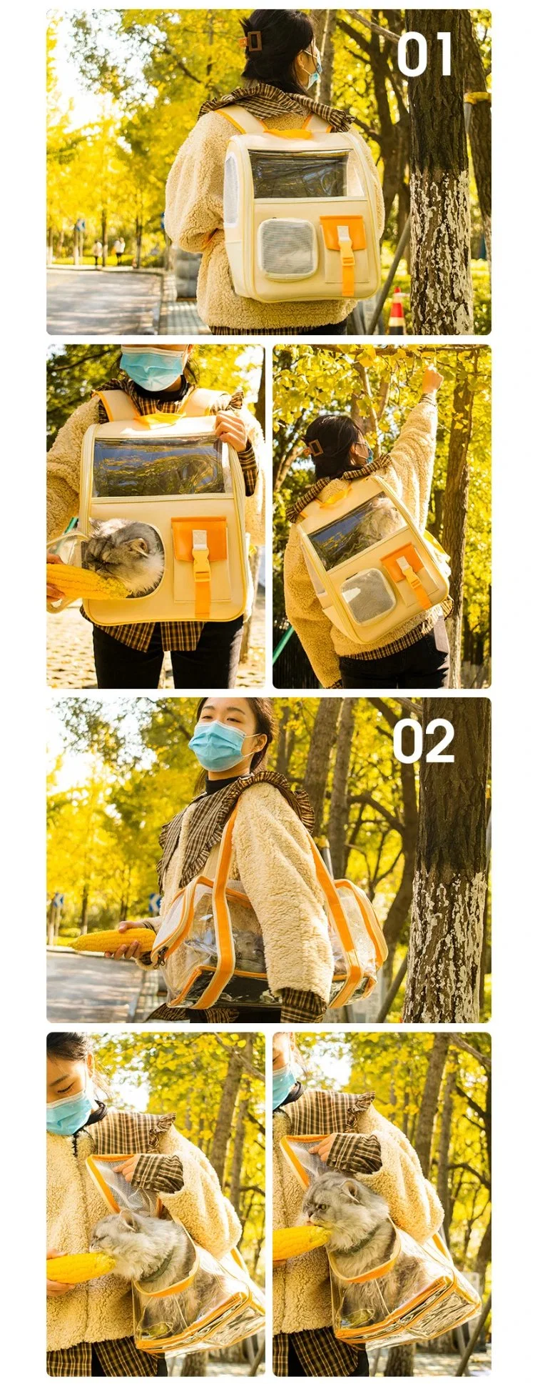 Transparent Pet Backpack Outdoor Pet Carrier Large Space Cat Backpack