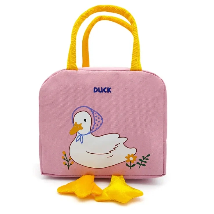 Cartoon Duck Lunch Bag for Women Children Mini School Worker Company Lunch Polyester Small Cooler Bag