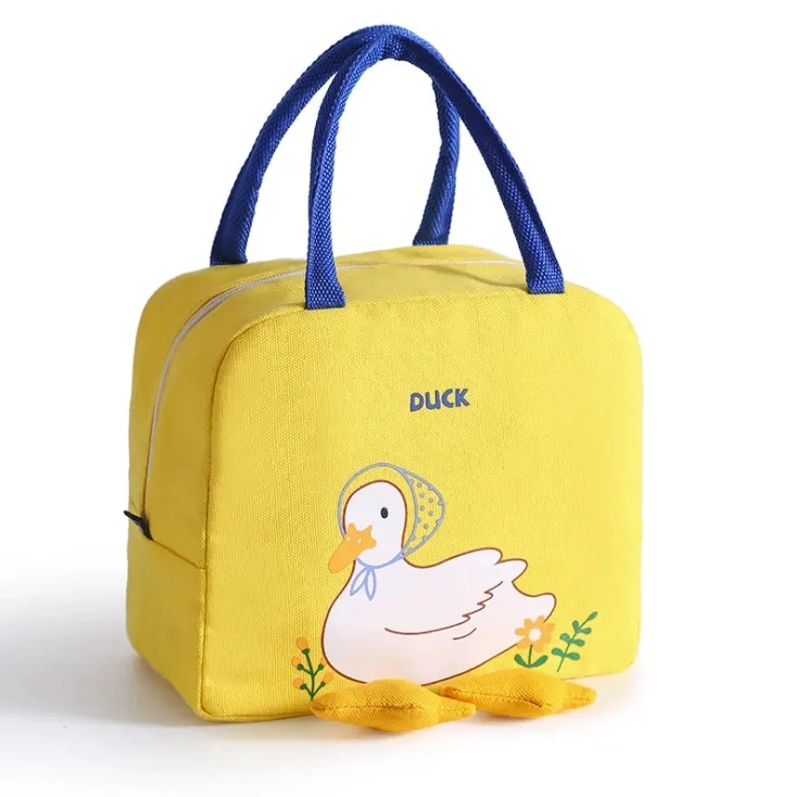 Cartoon Duck Lunch Bag for Women Children Mini School Worker Company Lunch Polyester Small Cooler Bag