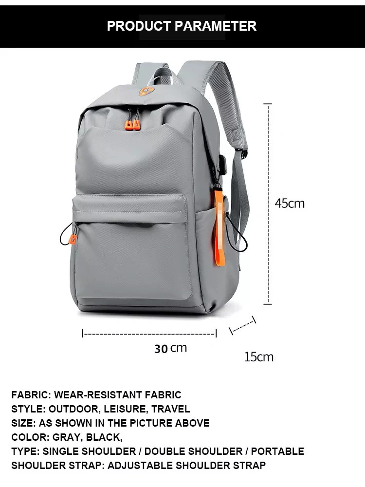 Waterproof Fashion Male Backpack 14 Inch Laptop Rucksack Business Travel Backbag School Bag