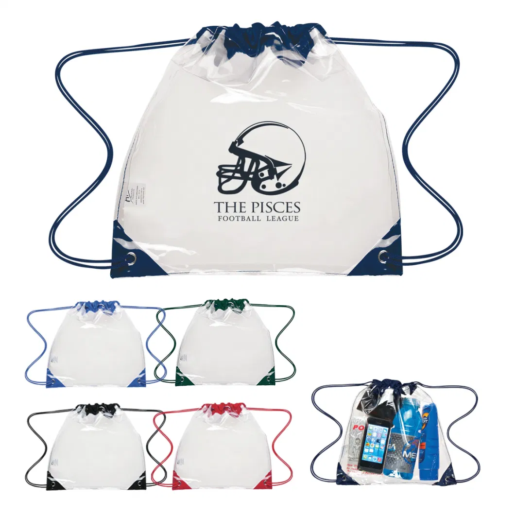 New Cheap Clear Plastic Transparent PVC Drawstring Backpack