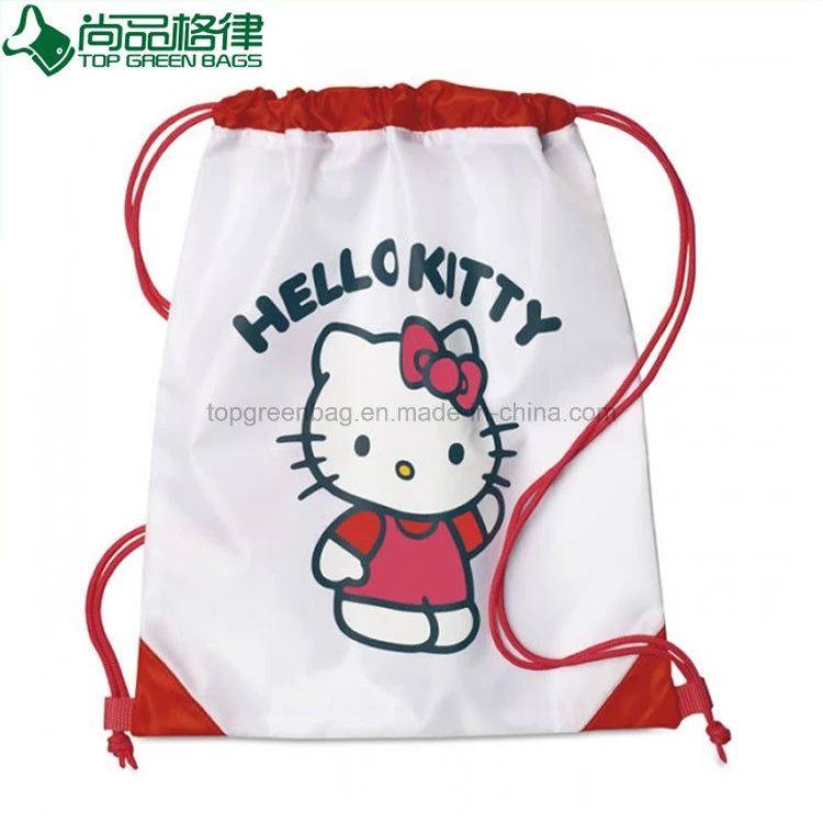 Lovely Cute Pink White Drawstring Bags String Back Pack