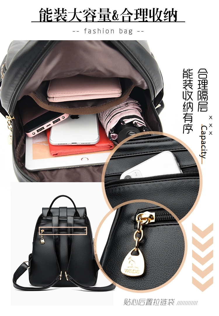 Wide Silver Backpack for Women Girls Zipper Hasp Bags School Bags