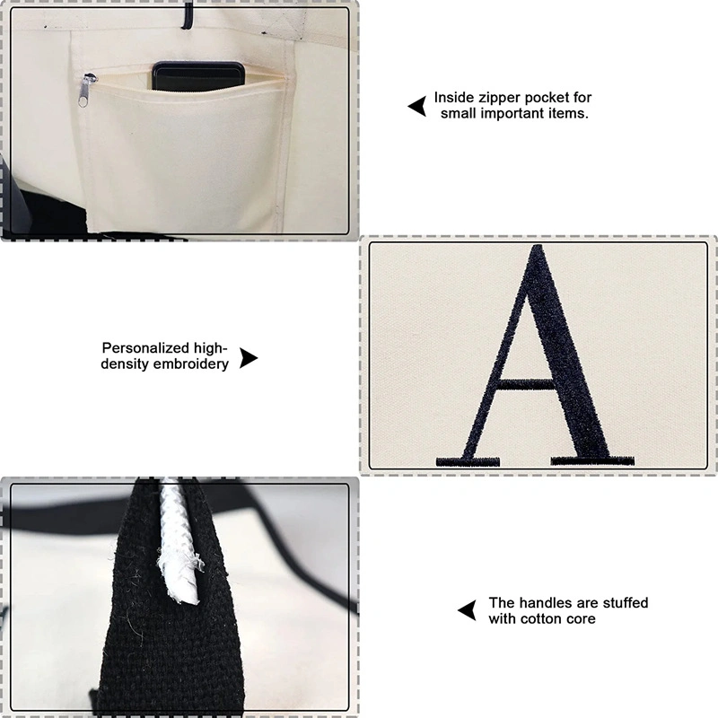 Customized Logo Cotton Linen Canvas Letter Beach Canvas Shopping Bag