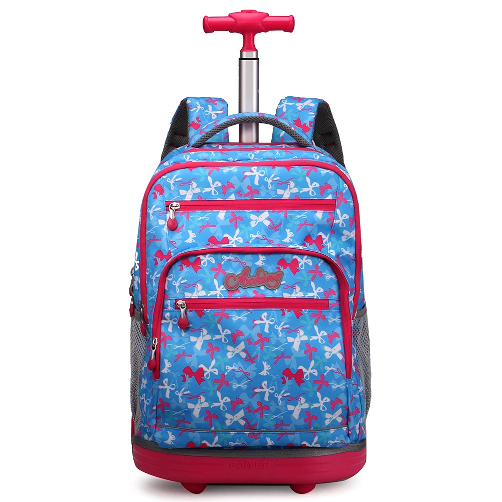 Wheeled Trolley Double Shoulder Child Children Student School Backpack Pack Bag (CY5894)