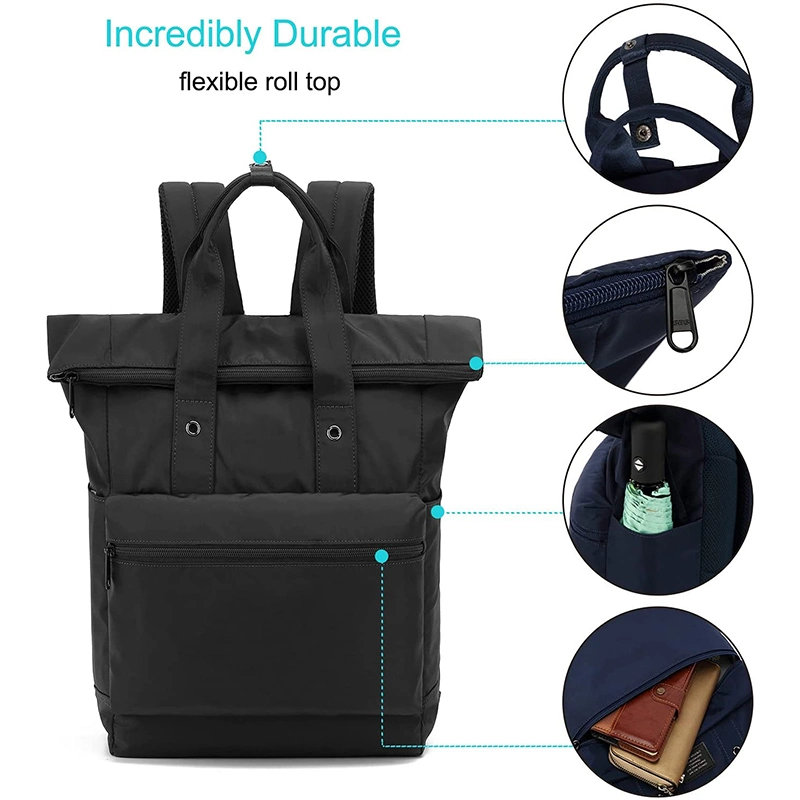 Waterproof Lightweight Simple Stylish Durable Teenagers Laptop Bag Expandable Rolltop Backpack