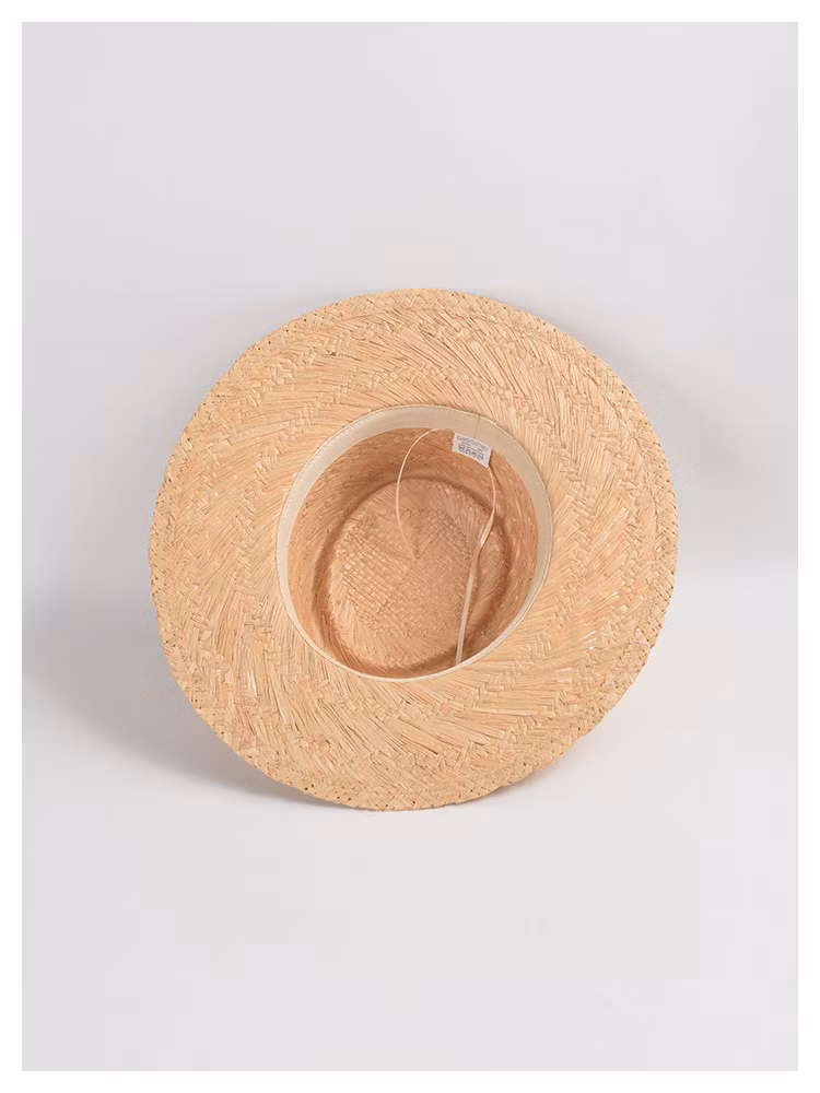 Summer New Woven Pattern Raffia Straw Hat Vintage Women Breathable Boater Beach Sun Hat