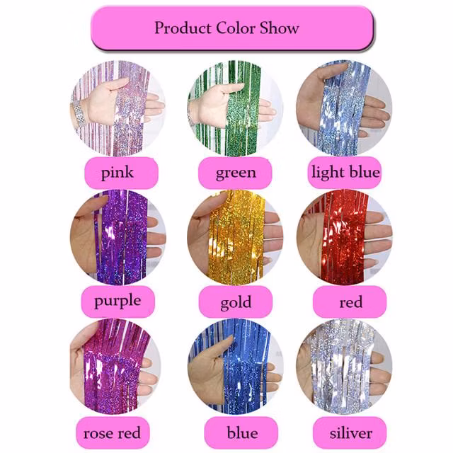 Foil Tinsel Party Curtain Decoration Halloween Birthday Wedding Stage Backdrop Curtains 1*2m