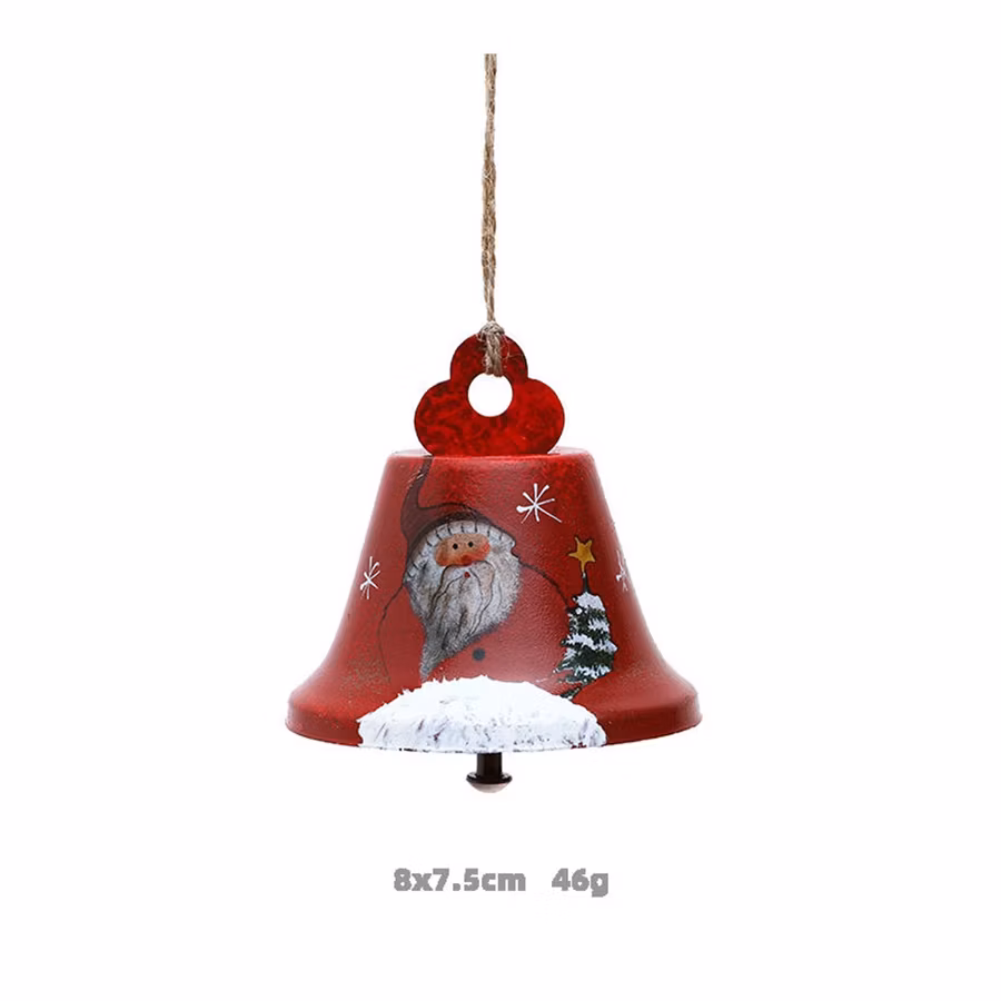 Metal Christmas Jingle Bell Santa Snowman Tree Hanging Pendant Hand-Painted Ornament for Xmas Home Decor for Holiday Decoration Hanging