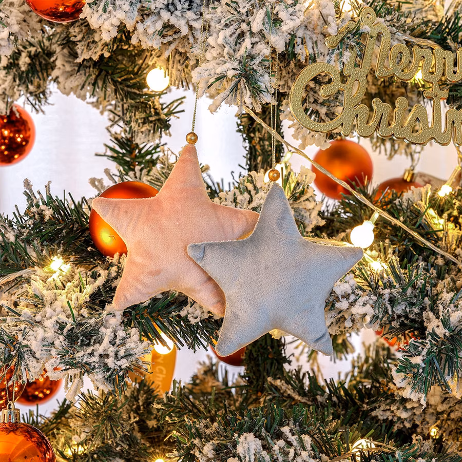 Wholesale Velvet Star New Year Christmas Colorful Star Ornament Luxury Christmas Tree Decoration