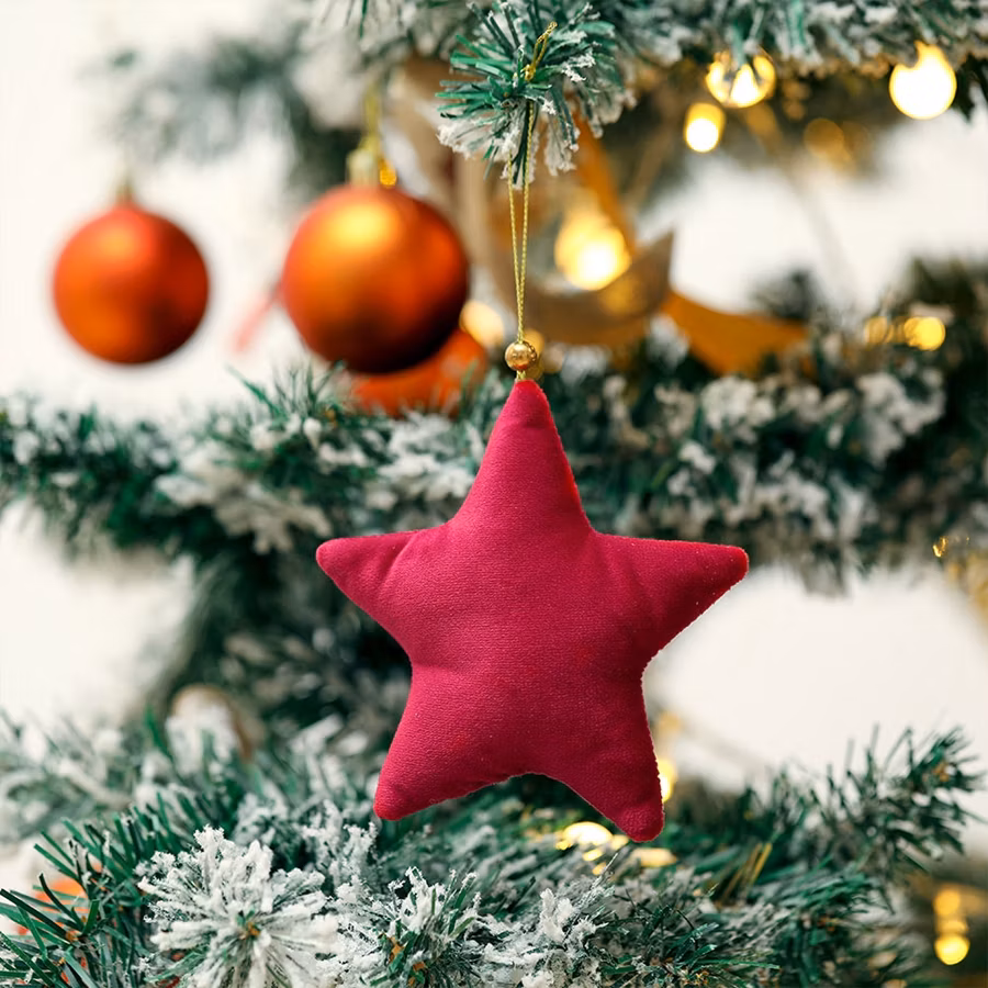 Wholesale Velvet Star New Year Christmas Colorful Star Ornament Luxury Christmas Tree Decoration