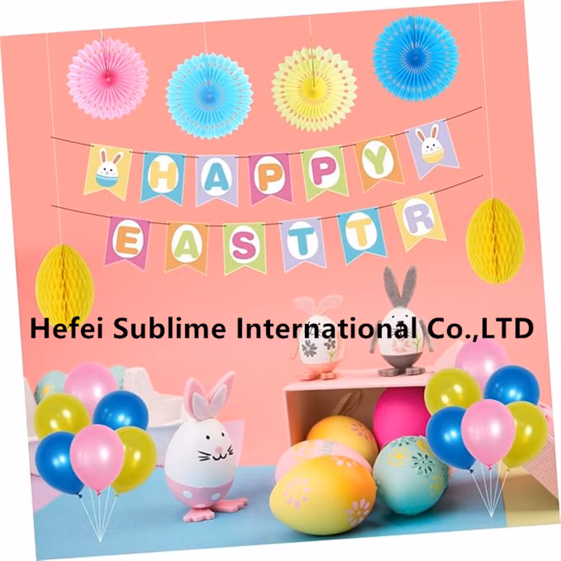 1 Set Pompom Garland Paper Fan Easter Party Decoration