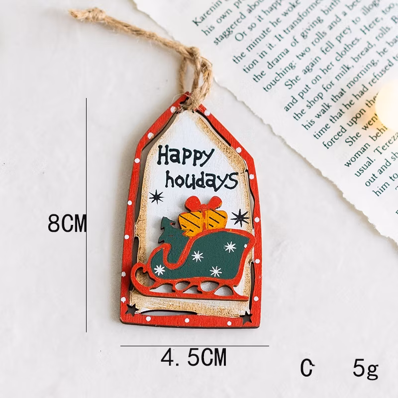 Wooden Christmas Decoration Pendant Christmas Tree Adornment Charmsanta Claus Sock Pendant