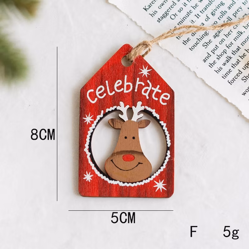 Wooden Christmas Decoration Pendant Christmas Tree Adornment Charmsanta Claus Sock Pendant