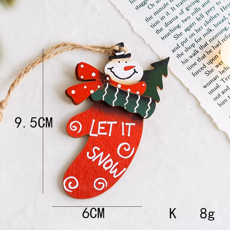 Wooden Christmas Decoration Pendant Christmas Tree Adornment Charmsanta Claus Sock Pendant