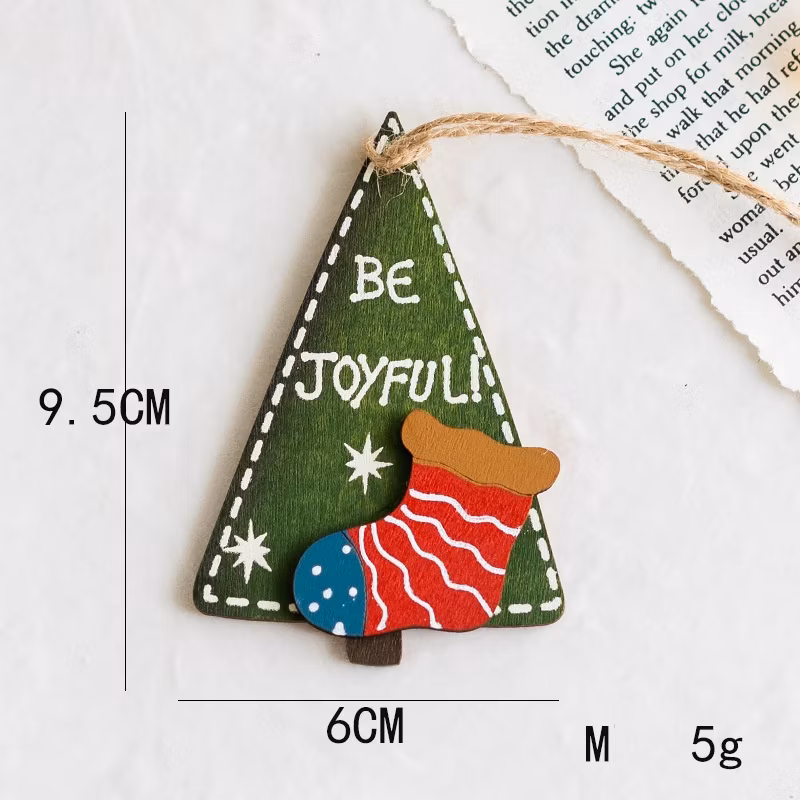 Wooden Christmas Decoration Pendant Christmas Tree Adornment Charmsanta Claus Sock Pendant