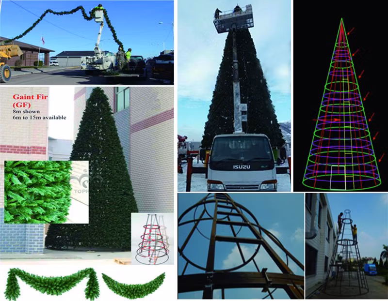Large Indoor Outdoor Felt Personalized Metal Christmas LED Tree Decoration