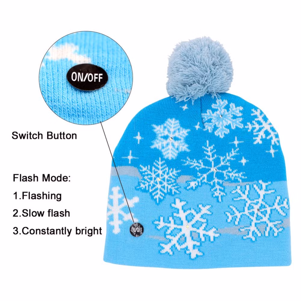 Plush LED Christmas Beanie Ugly Christmas Sweater Christmas Hat Beanie Light up Knitted Hat Toys