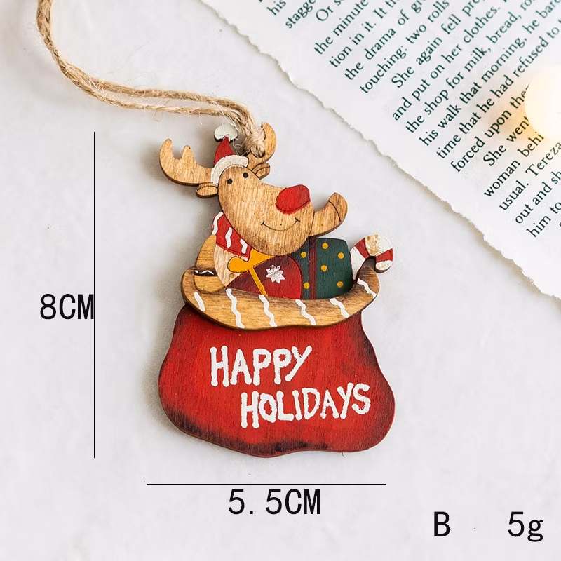 Wooden Christmas Decoration Pendant Christmas Tree Adornment Charmsanta Claus Sock Pendant